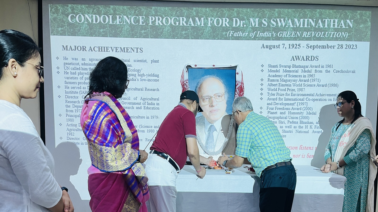 Condolence Program on the death of Dr. M. S. Swaminathan at DBT, AAU (29-09-2023)